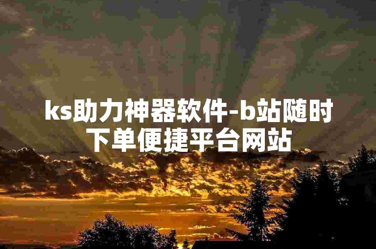 ks助力神器软件-b站随时下单便捷平台网站