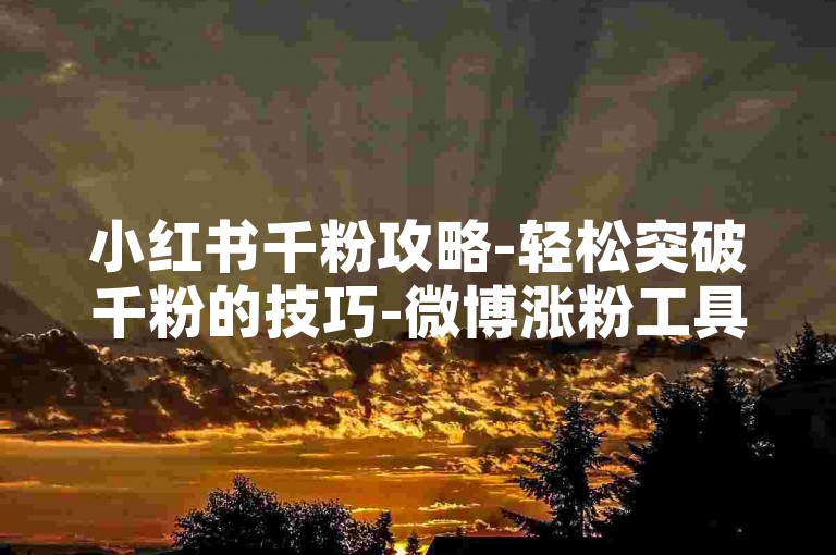 小红书千粉攻略-轻松突破千粉的技巧-微博涨粉工具有哪些-免费领200点赞