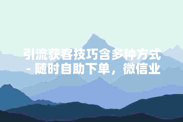 引流获客技巧含多种方式 - 随时自助下单，微信业务网免费助力
