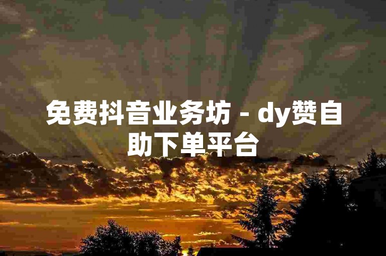 免费抖音业务坊 - dy赞自助下单平台