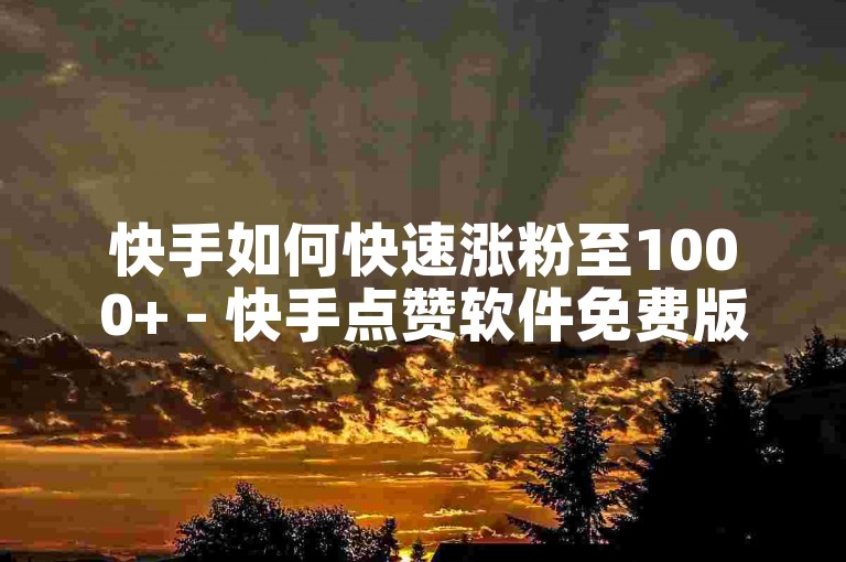 快手如何快速涨粉至1000+ - 快手点赞软件免费版
