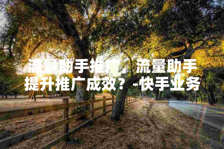 流量助手推广，流量助手提升推广成效？-快手业务优惠 - 淘宝特惠工具 - 刷权限站免费且防封