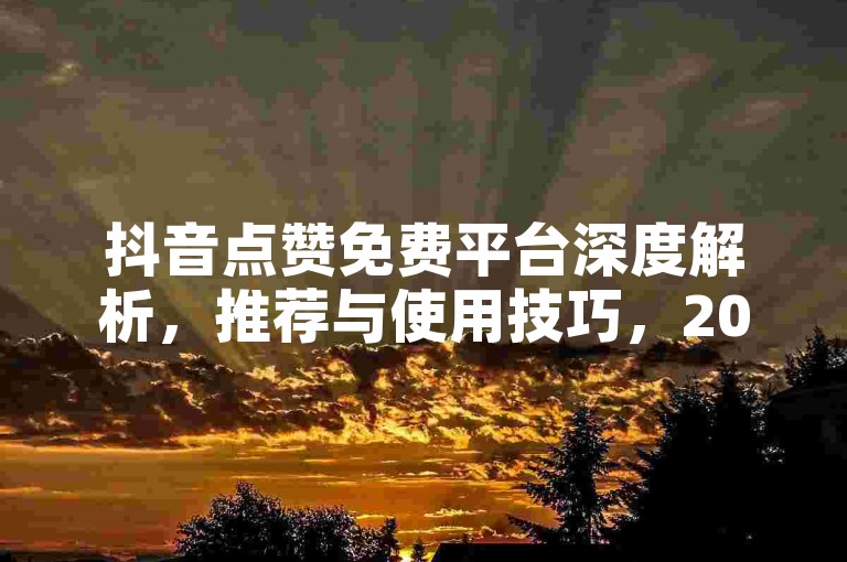 抖音点赞免费平台深度解析，推荐与使用技巧，2024不容错过！