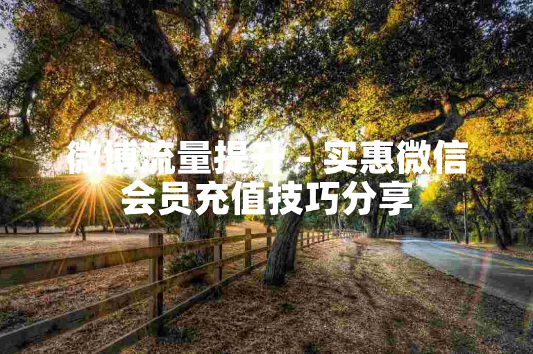 微博流量提升 - 实惠微信会员充值技巧分享