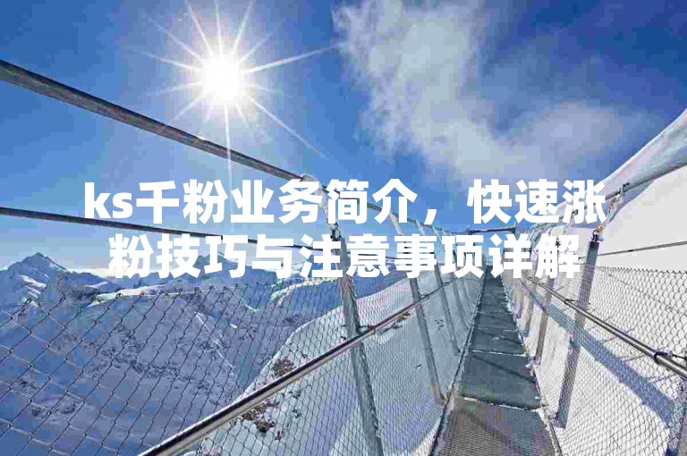 ks千粉业务简介，快速涨粉技巧与注意事项详解