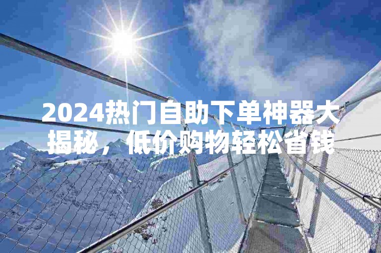 2024热门自助下单神器大揭秘，低价购物轻松省钱！