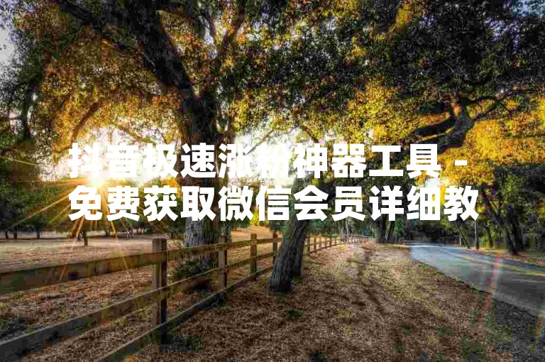 抖音极速涨粉神器工具 - 免费获取微信会员详细教程
