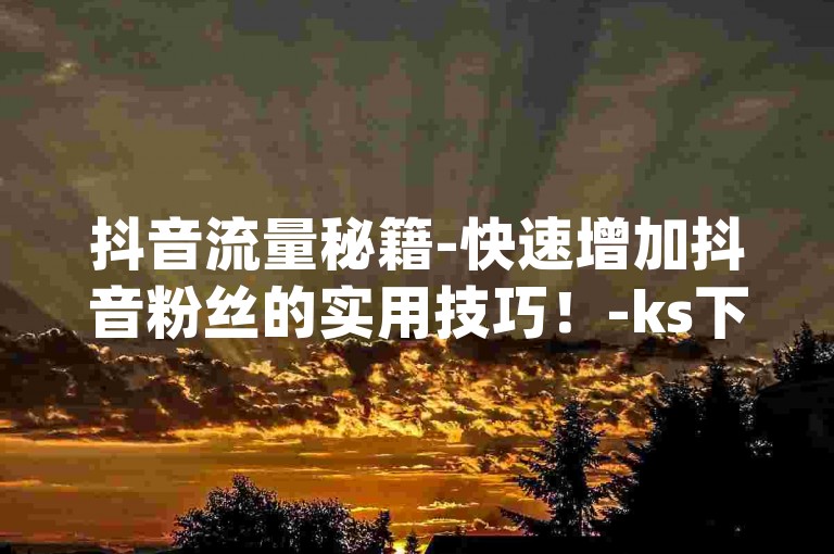 抖音流量秘籍-快速增加抖音粉丝的实用技巧！-ks下单平台-dy-ks-专业下单平台-低价稳定平台-微信朋友圈小程序全新上线！