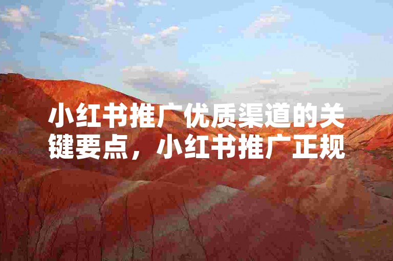 小红书推广优质渠道的关键要点，小红书推广正规渠道挑选攻略！新手必看！