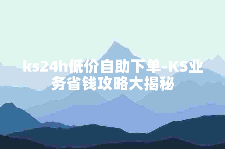 ks24h低价自助下单-KS业务省钱攻略大揭秘