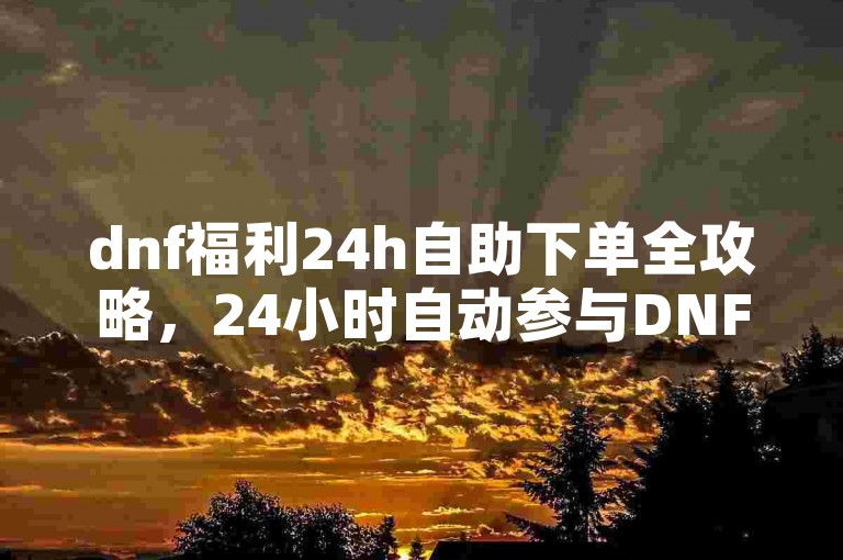 dnf福利24h自助下单全攻略，24小时自动参与DNF活动，2025必备技巧！