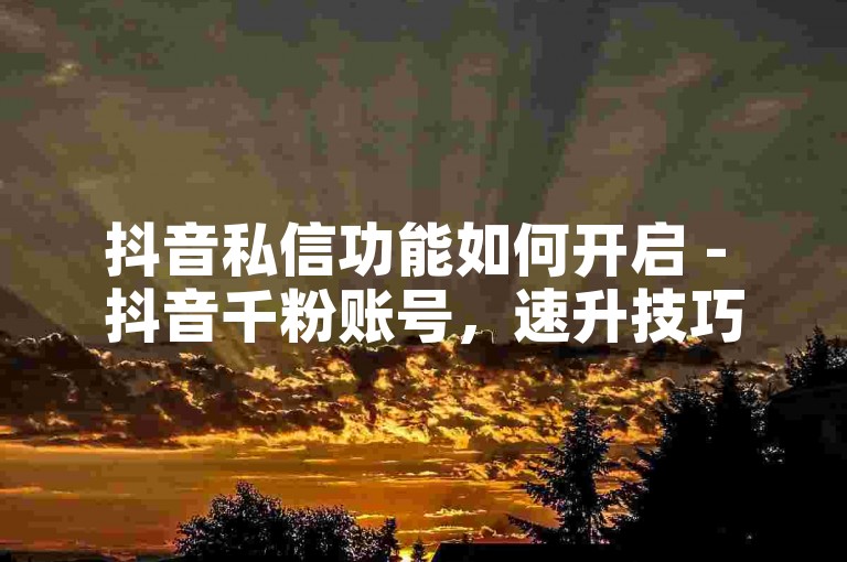 抖音私信功能如何开启 - 抖音千粉账号，速升技巧分享