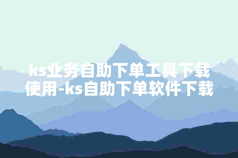 ks业务自助下单工具下载使用-ks自助下单软件下载安装教程
