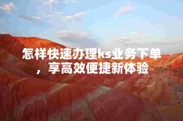 怎样快速办理ks业务下单，享高效便捷新体验