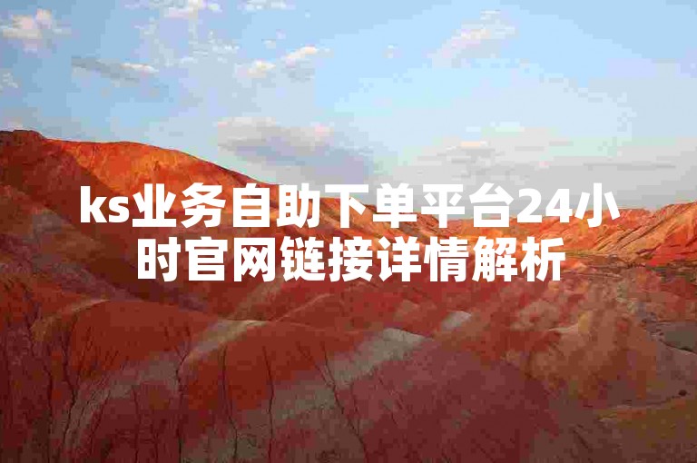 ks业务自助下单平台24小时官网链接详情解析