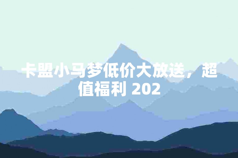 卡盟小马梦低价大放送，超值福利 2025别错过