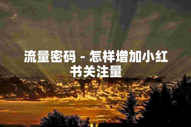 流量密码 - 怎样增加小红书关注量