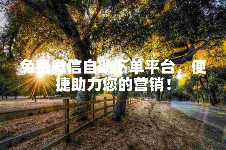 免费微信自助下单平台，便捷助力您的营销！