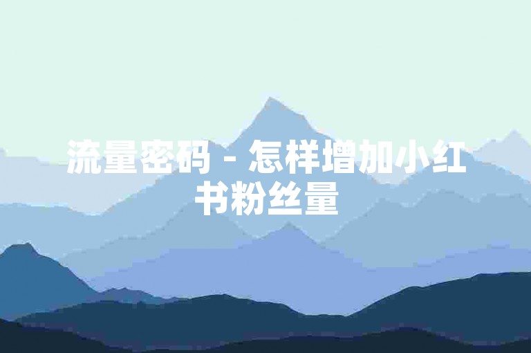 流量密码 - 怎样增加小红书粉丝量