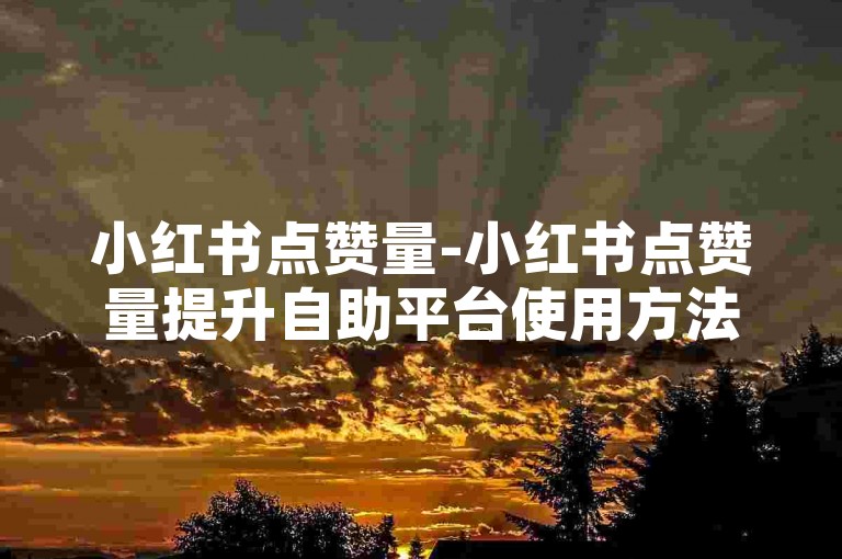 小红书点赞量-小红书点赞量提升自助平台使用方法及注意事项详解