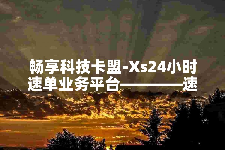 畅享科技卡盟-Xs24小时速单业务平台————速单平台