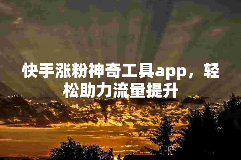 快手涨粉神奇工具app，轻松助力流量提升