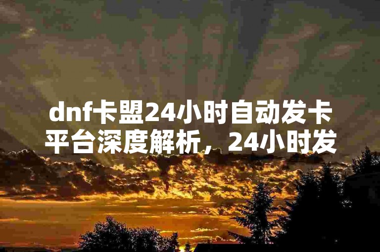 dnf卡盟24小时自动发卡平台深度解析，24小时发卡-全新DNF卡盟时代降临！2025必知