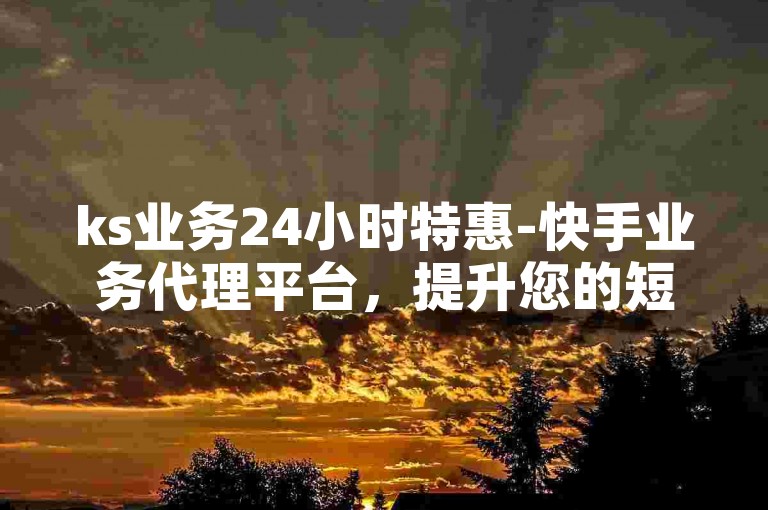 ks业务24小时特惠-快手业务代理平台，提升您的短视频传播力