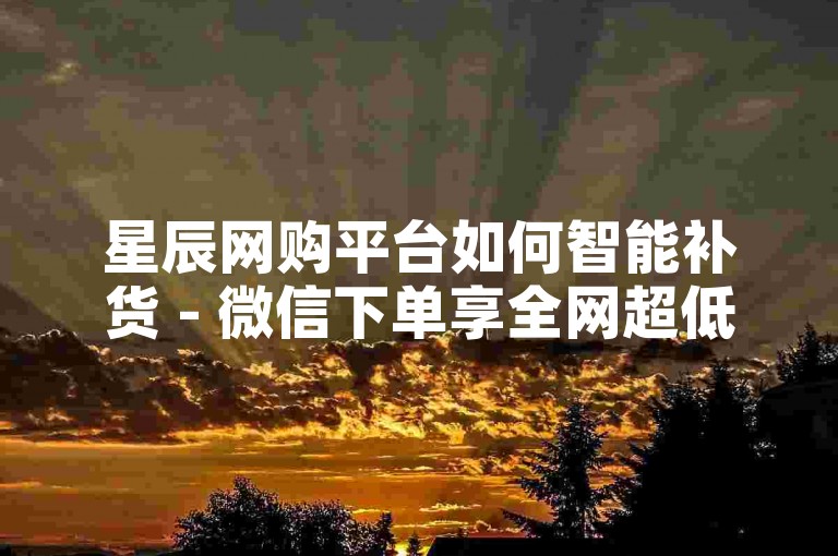 星辰网购平台如何智能补货 - 微信下单享全网超低价 - 增微博粉丝量入口 - 小红书买赞的网址