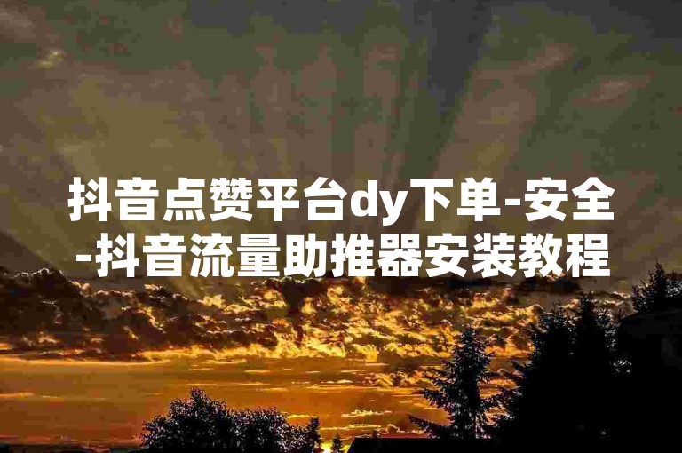 抖音点赞平台dy下单-安全-抖音流量助推器安装教程