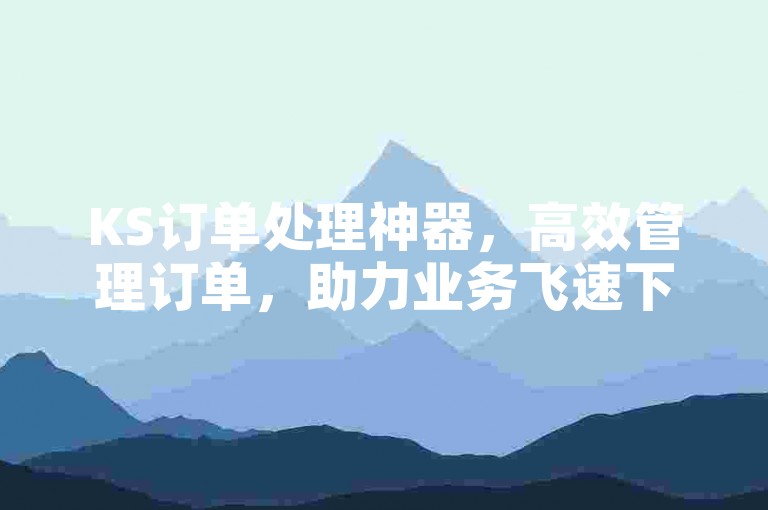 KS订单处理神器，高效管理订单，助力业务飞速下单
