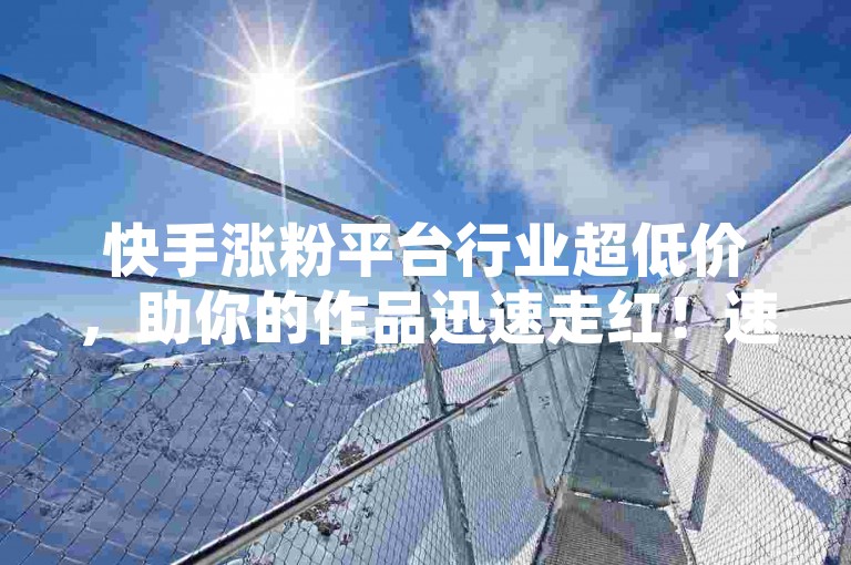 快手涨粉平台行业超低价，助你的作品迅速走红！速抢优质涨粉服务！
