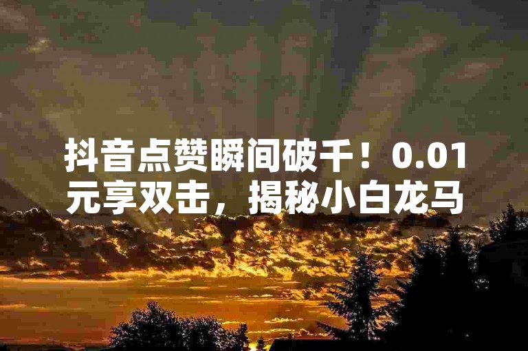 抖音点赞瞬间破千！0.01元享双击，揭秘小白龙马山房产装修秘籍-