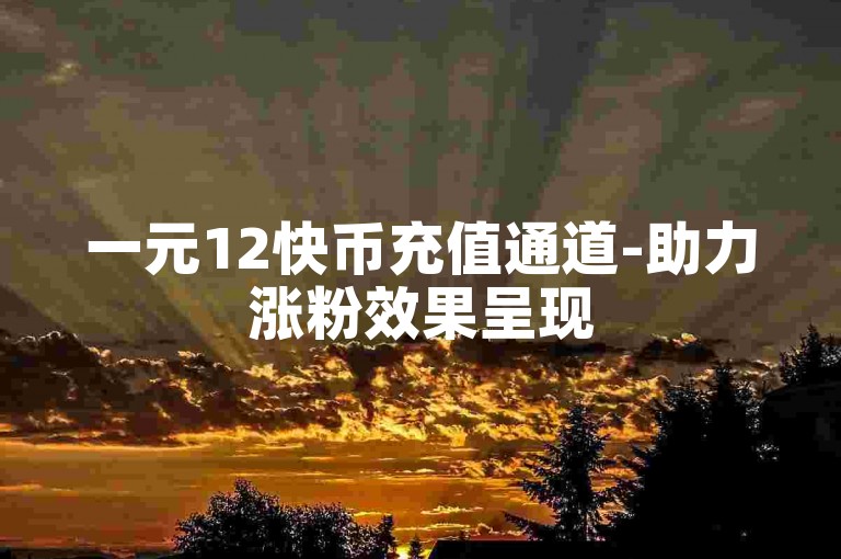 一元12快币充值通道-助力涨粉效果呈现