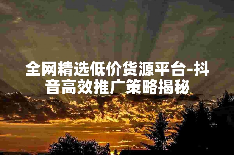 全网精选低价货源平台-抖音高效推广策略揭秘