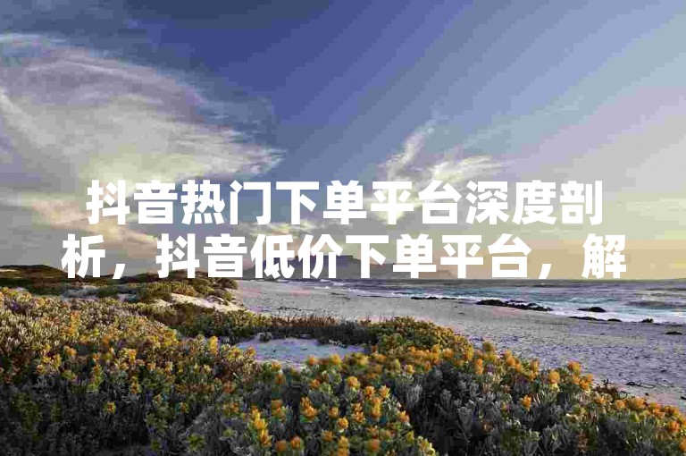抖音热门下单平台深度剖析，抖音低价下单平台，解锁流量营销密码！2024必备