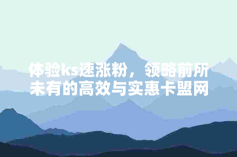 体验ks速涨粉，领略前所未有的高效与实惠卡盟网官方网站-ks特惠下单平台超低价揭秘