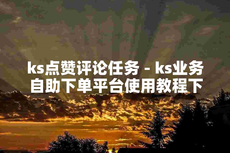 ks点赞评论任务 - ks业务自助下单平台使用教程下载-