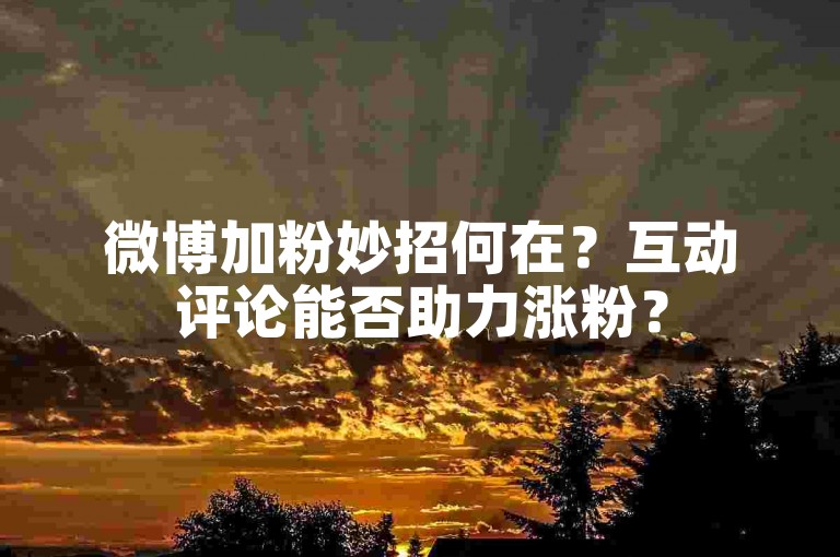 微博加粉妙招何在？互动评论能否助力涨粉？