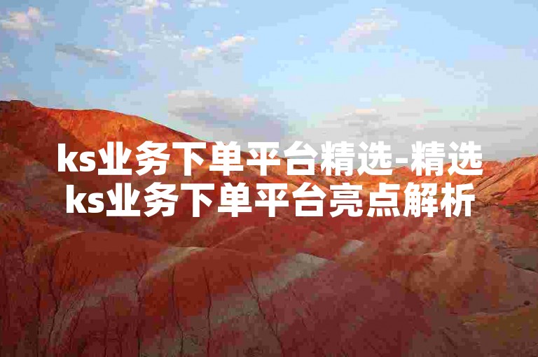 ks业务下单平台精选-精选ks业务下单平台亮点解析