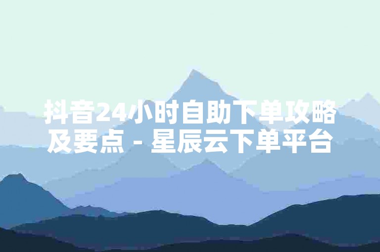 抖音24小时自助下单攻略及要点 - 星辰云下单平台